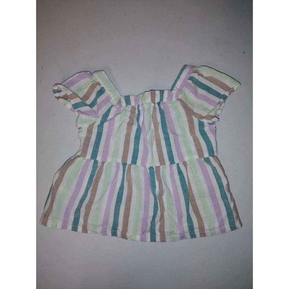 Carters‎ Toddler Girls 4T Striped Peplum Top and Lace Trim Denim Shorts Set